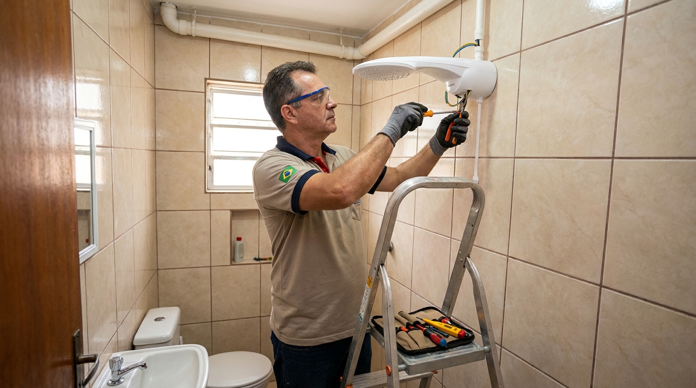 Substituição de Chuveiro Antigo em Viamão‑RS